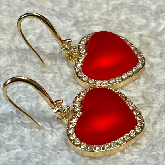 925 Silver with plated gold Pretty red heart  earrings —-NWOT - Picture 13 of 13
